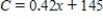 <strong>A company reimburses its sales representatives $145 per day for lodging and meals plus 42¢ per mile driven.Write a linear equation giving the daily cost C to the company in terms of x,the number of miles driven.Round the numerical values in your answer to two decimal places,where applicable. </strong> A) B) C) D) E)