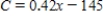 <strong>A company reimburses its sales representatives $145 per day for lodging and meals plus 42¢ per mile driven.Write a linear equation giving the daily cost C to the company in terms of x,the number of miles driven.Round the numerical values in your answer to two decimal places,where applicable. </strong> A) B) C) D) E)