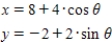 Sketch the curve represented by the parametric equations,and write the corresponding rectangular equation by eliminating the parameter. 