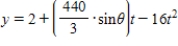 The parametric equations for the path of a projectile launched at a height h feet above the ground,at an angle θ with the horizontal and having an initial velocity of v<sub>0 </sub>feet per second is given by   and   .The center field fence in a ballpark is 10 feet high and 400 feet from home plate.The ball is hit   feet above the ground.It leaves the bat at an angle of θ degrees with the horizontal at a speed of 100 miles per hour as shown in the figure.Find the minimum angle at which the ball must leave the bat in order for the hit to be a home run using the parametric equations   and   .Round your answer to one decimal place. ​   ​