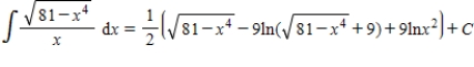 <strong>Use a table of integrals to find the integral. </strong> A) B) C) D) E)