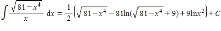 <strong>Use a table of integrals to find the integral. </strong> A) B) C) D) E)