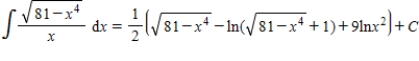 <strong>Use a table of integrals to find the integral. </strong> A) B) C) D) E)