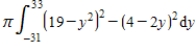 <strong>Which of the following expressions gives the volume when region R is rotated about the line ? </strong> A) B) C) D)