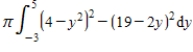 <strong>Which of the following expressions gives the volume when region R is rotated about the line ? </strong> A) B) C) D)
