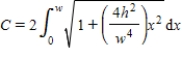 <strong>A bridge has a main span of about 1,200 meters.Each of its towers has a height of about 150 meters.Approximate the length of a parabolic cable along the main span if the length C of the cable is given by .Round your answer to one decimal place. </strong> A)624.1 meters B)671.8 meters C)1,825.7 meters D)1,248.3 meters E)2,496.5 meters
