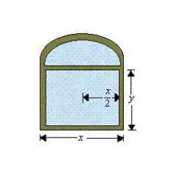 <strong>A Norman window is constructed by adjoining a semicircle to the top of an ordinary rectangular window (see figure).Find the dimensions of a Norman window of maximum area if the total perimeter is 38 feet. </strong> A) feet; feet B) feet; feet C) feet; feet D) feet; feet E) feet; feet