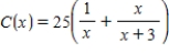 The ordering and transportation cost C for components used in a manufacturing process is approximated by   ,where C is measured in thousands of dollars and x is the order size in hundreds.According to Rolle's Theorem,the rate of change of the cost must be 0 for some order size in the interval   .Find this order size.Round your answer to three decimal places. ​
