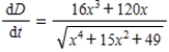 <strong>Find the rate of change of the distance D between the origin and a moving point on the graph of if centimeters per second. </strong> A) B) C) D) E)