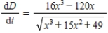 <strong>Find the rate of change of the distance D between the origin and a moving point on the graph of if centimeters per second. </strong> A) B) C) D) E)