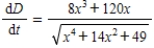 <strong>Find the rate of change of the distance D between the origin and a moving point on the graph of if centimeters per second. </strong> A) B) C) D) E)