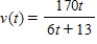 Suppose that an automobile's velocity starting from rest is where v is measured in feet per second.Find the acceleration at 7 seconds.Round your answer to one decimal place. 