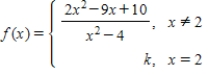 <strong>βFor what value of k is the function continuous at ? β</strong> A)β B)β0 C)β D)β