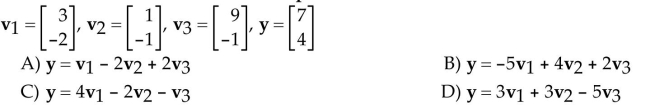 Write y as an affine combination of the other points listed.