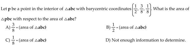 Find the barycentric coordinates of p with respect to the affinely independent set of points that precedes it.