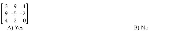 Determine whether the matrix is symmetric.