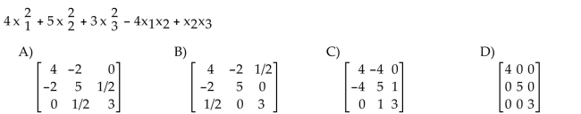 Find the matrix of the quadratic form.