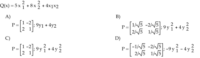Make a change of variable, x = Py, that transforms the given quadratic form into a quadratic form with no cross-product term. Give P and the new quadratic form.