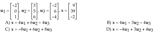 Express the vector x as a linear combination of the uʹs.