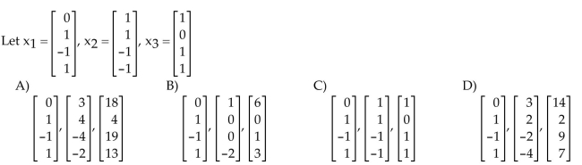 The given set is a basis for a subspace W. Use the Gram-Schmidt process to produce an orthogonal basis for W.