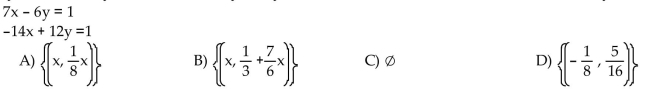 If the system has infinitely many solutions, write the solution set with x arbitrary.