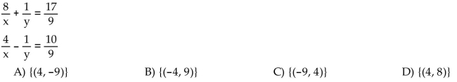 If the system has infinitely many solutions, write the solution set with x arbitrary.