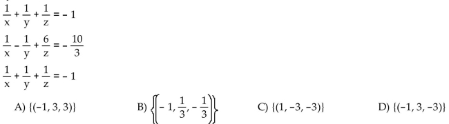 If the system has infinitely many solutions, write the solution set with x arbitrary.