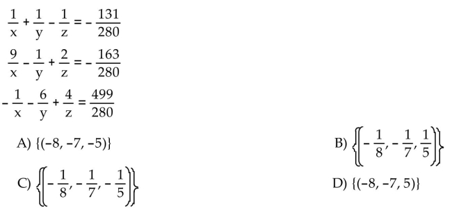 If the system has infinitely many solutions, write the solution set with x arbitrary.