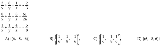If the system has infinitely many solutions, write the solution set with x arbitrary.