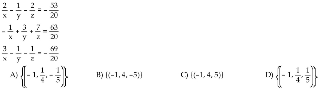 If the system has infinitely many solutions, write the solution set with x arbitrary.