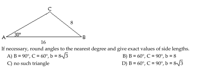 Find the missing parts of the triangle.