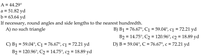Find the missing parts of the triangle.