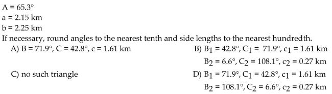 Find the missing parts of the triangle.