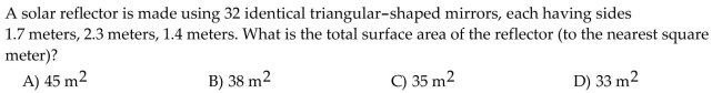 Find the area of triangle ABC with the given parts. Round to the nearest tenth when necessary.