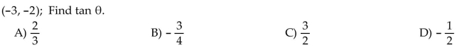Suppose that is in standard position and the given point is on the terminal side of . Give the exact value of the indicated trig function for