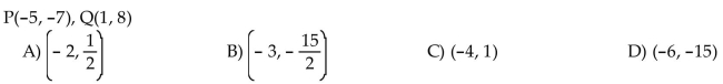 For the points P and Q, find the coordinates of the midpoint of the segment PQ.
