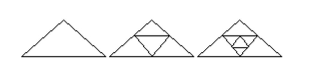 Use mathematical induction to prove that the statement is true for every positive integer n. -The series of sketches below starts with an equilateral triangle having sides of length 1 (one). In the following steps, equilateral triangles are constructed by joining the midpoints of the sides of the preceding triangle. Develop a formula for the area of the nth new triangle. Use math induction to prove your answer.