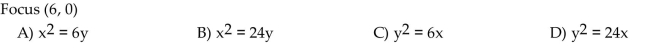 Write an equation for the parabola with vertex at the origin.