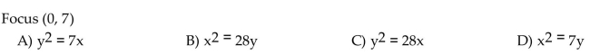 Write an equation for the parabola with vertex at the origin.