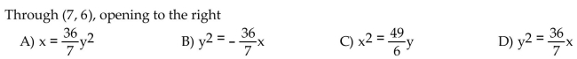 Write an equation for the parabola with vertex at the origin.
