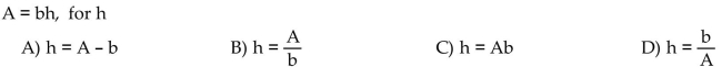Solve the formula for the indicated variable.