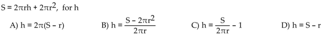 Solve the formula for the indicated variable.