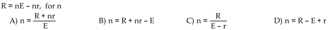 Solve the formula for the indicated variable.