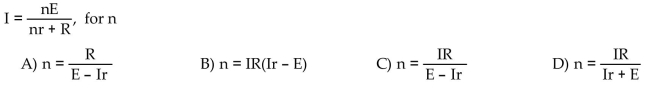 Solve the formula for the indicated variable.