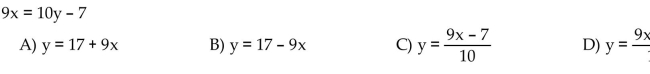 Solve for y. + 7 10