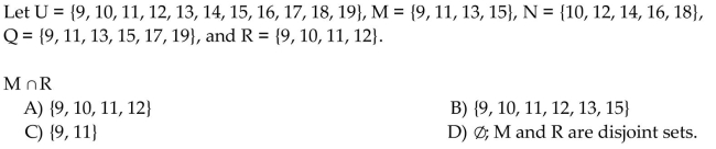 Use these sets to find the following. Identify any disjoint sets.