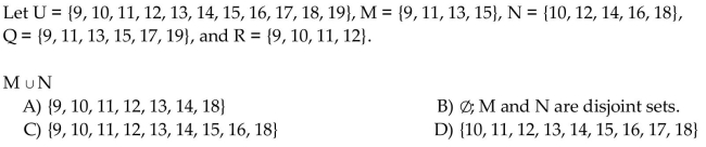 Use these sets to find the following. Identify any disjoint sets.