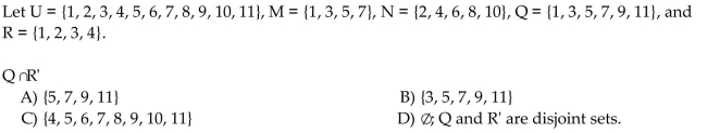 Use these sets to find the following. Identify any disjoint sets.
