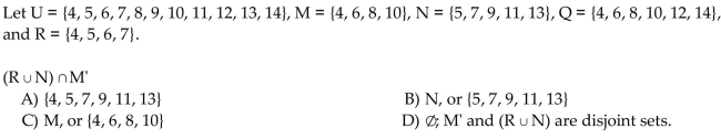 Use these sets to find the following. Identify any disjoint sets.