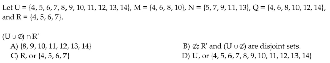 Use these sets to find the following. Identify any disjoint sets.